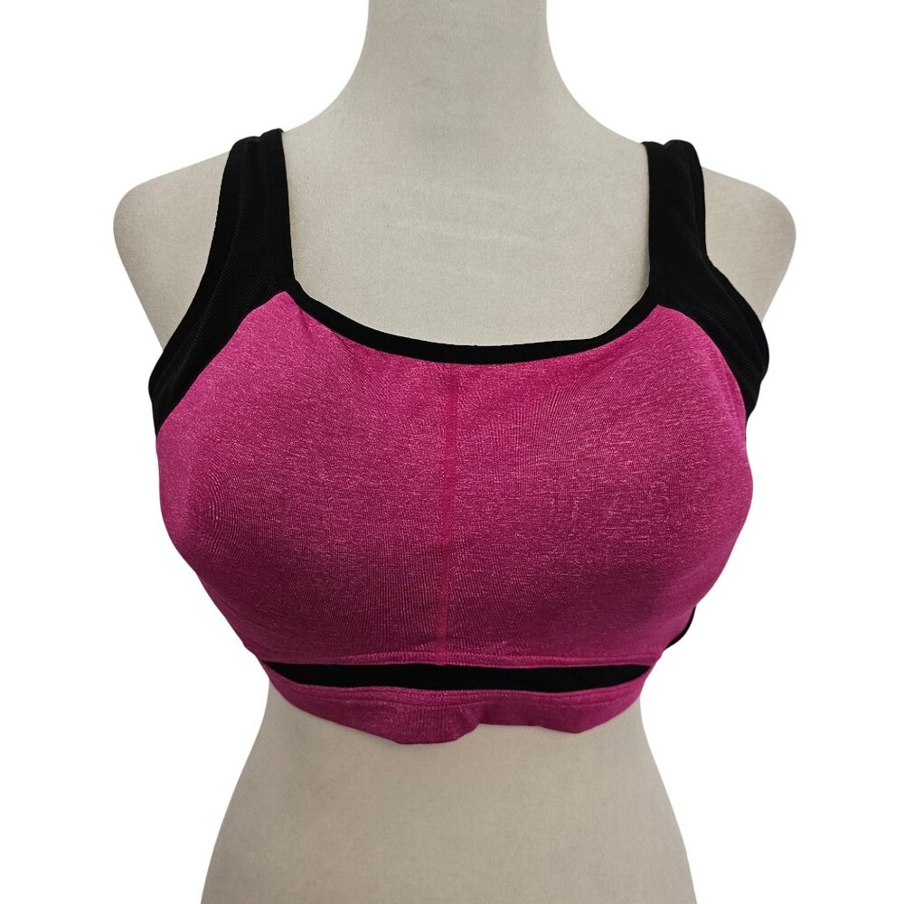 Sporty Athleisure Hot Pink Black Yoga Runner Gym Wear Sports Bra‎ 40C Ambrielle
